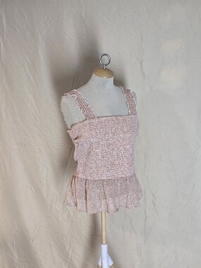 Japna Pink Smocked Ruffle Top